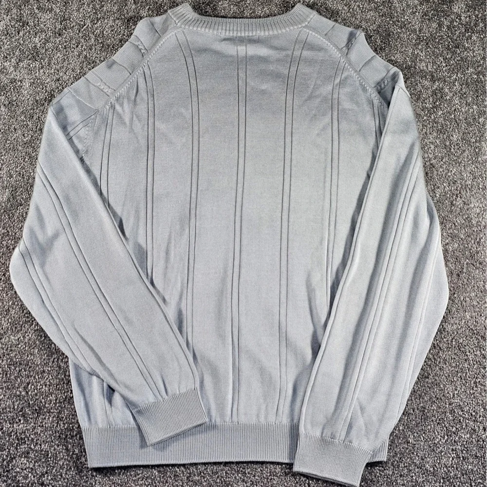 Vintage Pronto Uomo Sweater Mens XL shine Gray Ribbed Cable Knit 90s Crew Neck